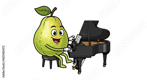playful guava musician transparent background vector illustration