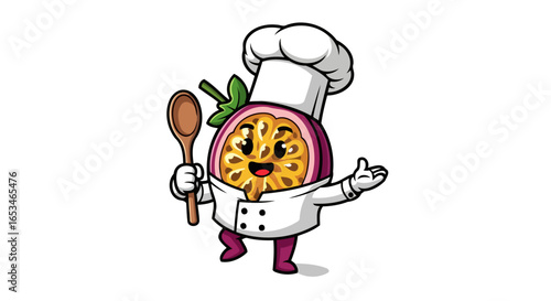 passion fruit chef mascot transparent background ready for design