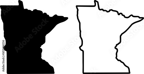 Minnesota state border map outline and silhouette vector graphic isolated image	 icon