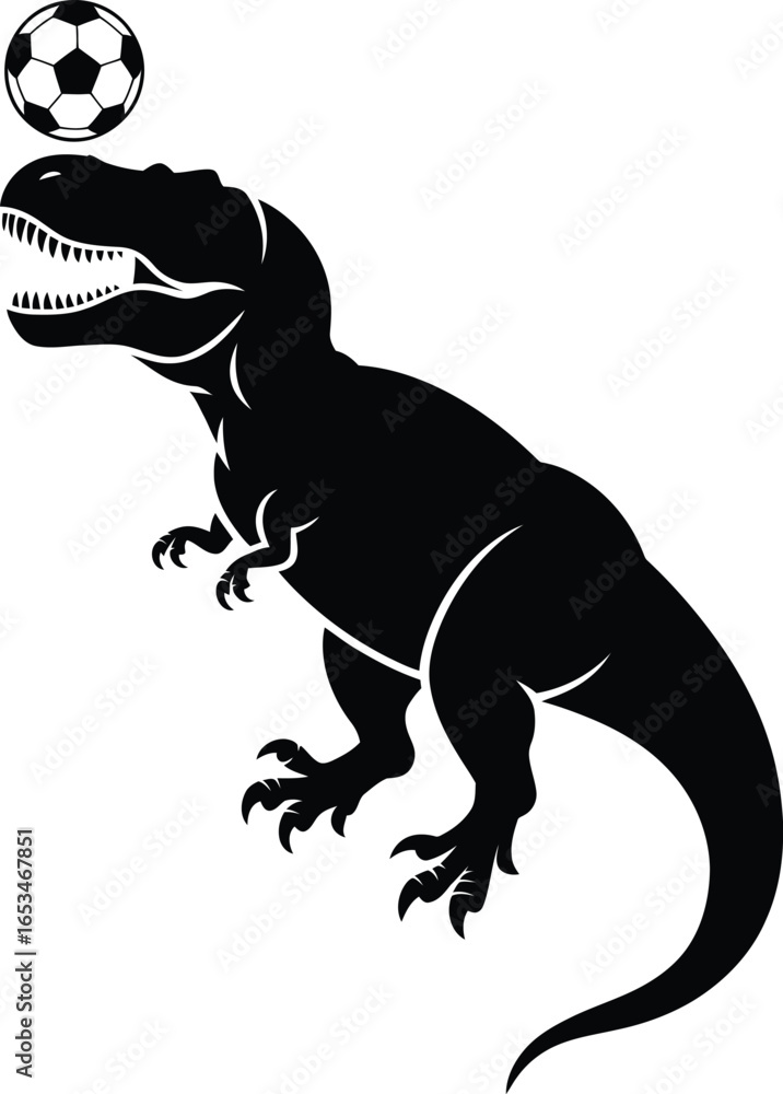 Obraz premium Dinosaur Playing Soccer Silhouette Vector