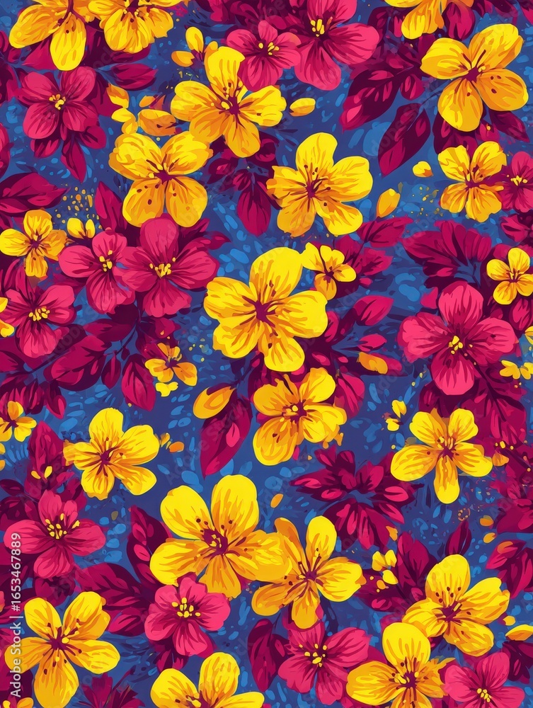 custom made wallpaper toronto digitalFloral pattern with yellow and pink hues