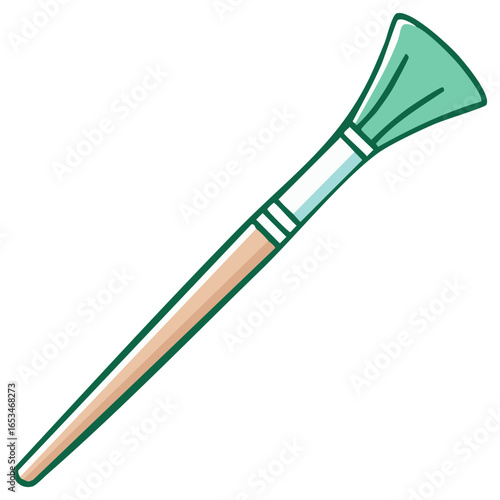 Cartoon-style illustration of a makeup brush on a white background