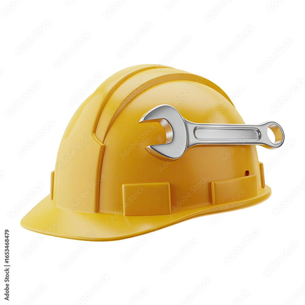 Fototapeta premium Essential safety gear combined with a professional tool signifies skilled craftsmanship and secure construction projects.