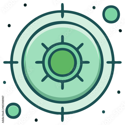 Abstract green target symbol representing focus and precision with radiating lines