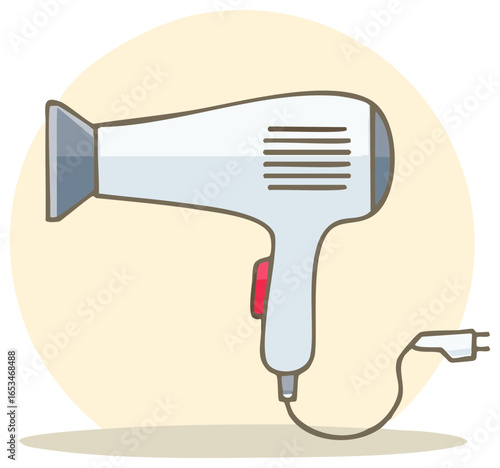 Illustration of a hair dryer, electric appliance, hair styling concept