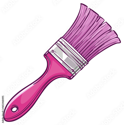 Vivid Pink Paintbrush Cartoon Style Home Improvement Painting Tool and Equipment
