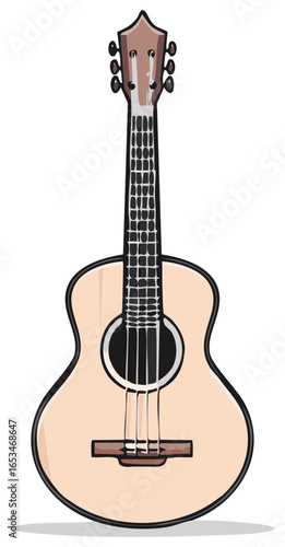 Cartoon illustration of an acoustic guitar musical instrument