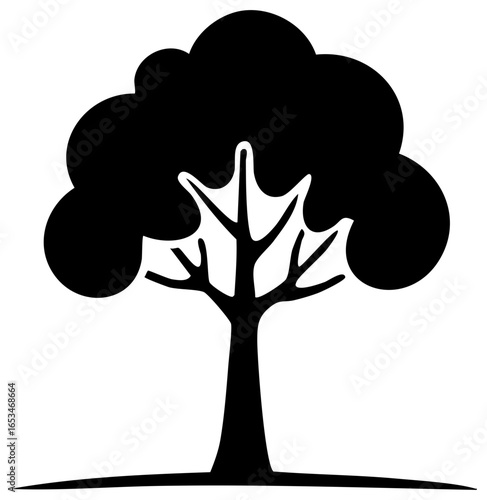Stylized black tree illustration graphic element symbol of nature and environment