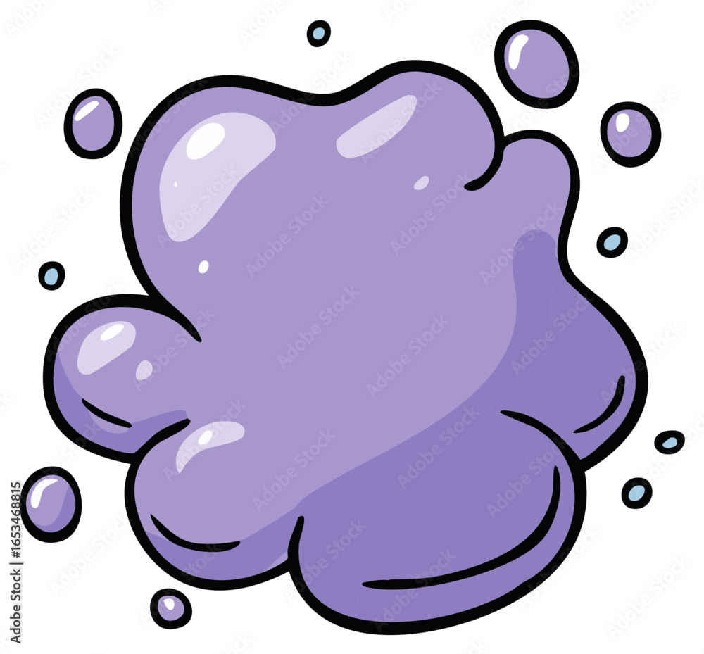 Fototapeta premium Stylized Purple Blob with Bubbles Cartoon Illustration: Fun, Playful Vector Design Element