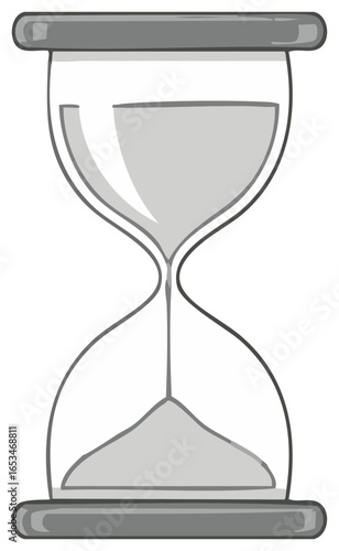 Sand timer hourglass with grey sand flowing through the glass bulbs illustrating the passage of time