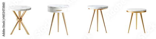 Wallpaper Mural Modern Marble and Gold Side Tables Set Isolated on White Torontodigital.ca