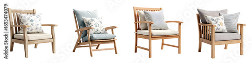 Wallpaper Mural Outdoor Wooden Armchairs with Cushions Set on White Torontodigital.ca
