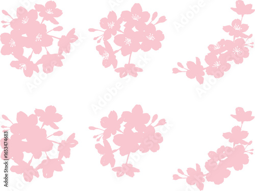 桜のシルエットイラストセット