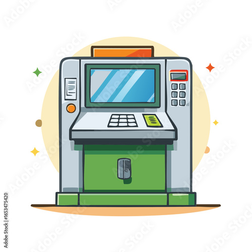 Automated teller machine illustration modern cartoon style for finance concept and business design