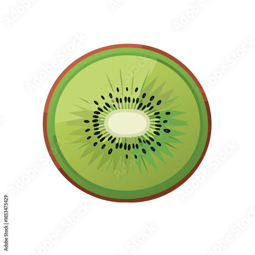 Sliced kiwi fruit, cross section, isolated on white background