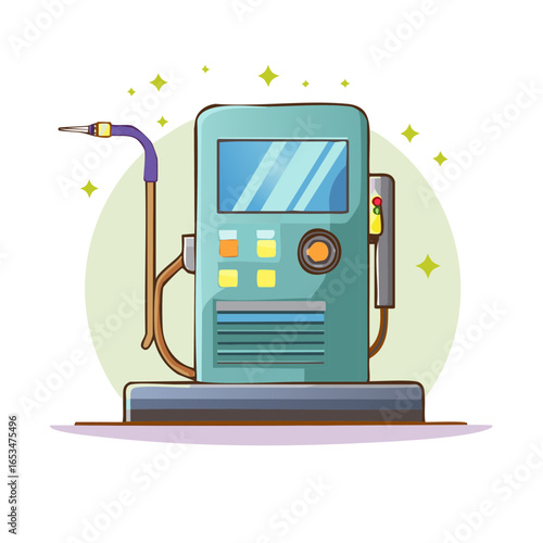 Cartoon illustration of a vintage arcade claw machine with joystick and buttons