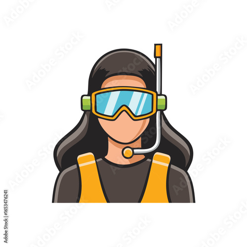 Cartoon Scuba Diver with Mask, Snorkel, and Buoyancy Compensator, Underwater Adventure Preparation