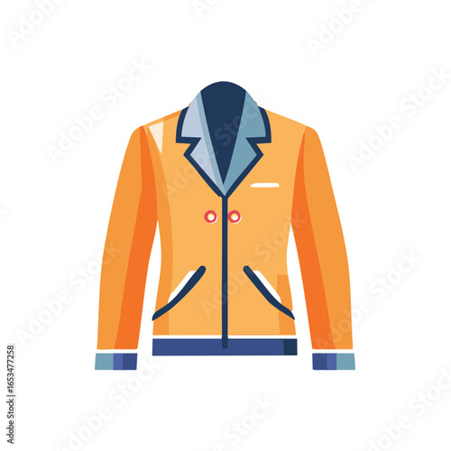 Fashionable Flat Orange Blazer with Blue Accents for Business or Casual Wear