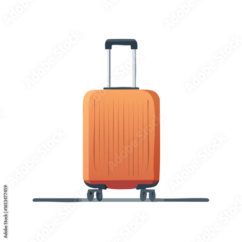 Vibrant orange travel luggage with wheels and handle for vacation trip
