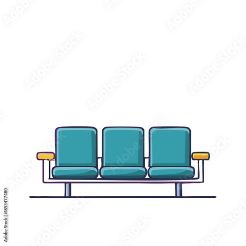 Airport Waiting Area Seats Row Teal Chairs Hallway Cartoon