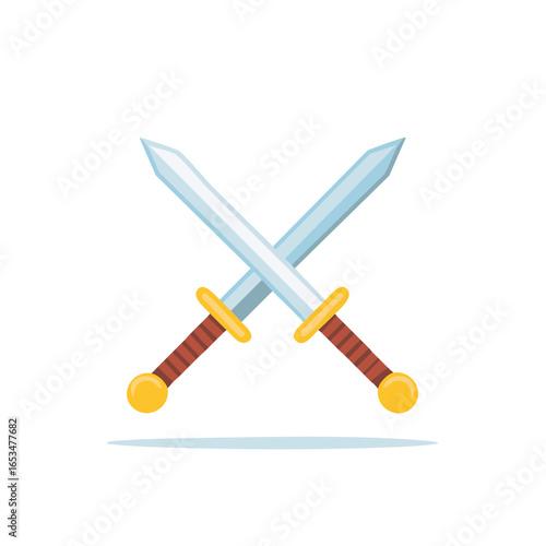 Crossed medieval swords symbol representing battle conflict strength and historical weaponry