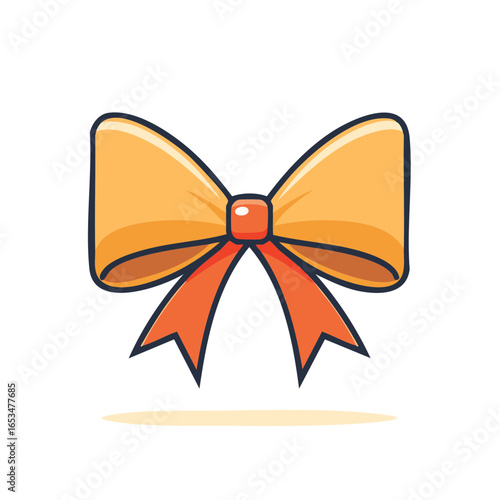 Illustrative Orange Ribbon Bow for Decoration or Gift Packaging Elements