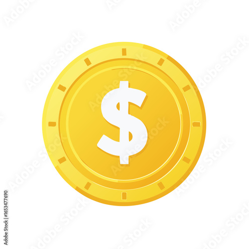 Golden coin with dollar symbol