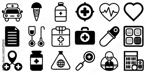 Assortment of Medical and Healthcare Icons doctor hospital