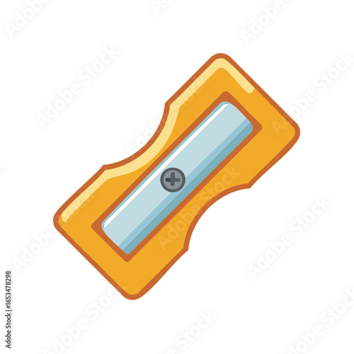 Vibrant yellow pencil sharpener simple artistic drawing vector illustration