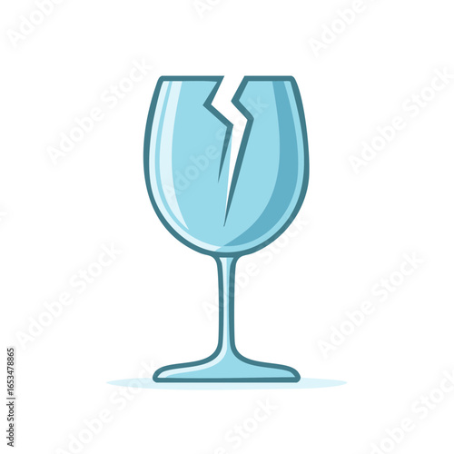 Symbolic depiction of a shattered wine glass showcasing vulnerability and fragility in a single vector graphic