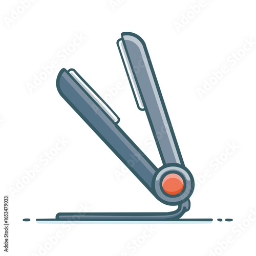 Illustration of a hair straightening iron in modern cartoon style.