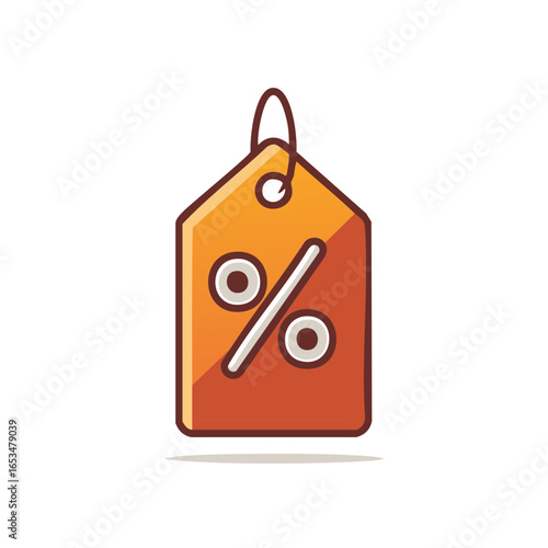 Orange Price Tag with Percentage Sign Icon for Promotion and Discount Offers