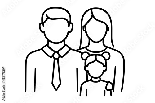 Outline illustration of a family with parents and child
