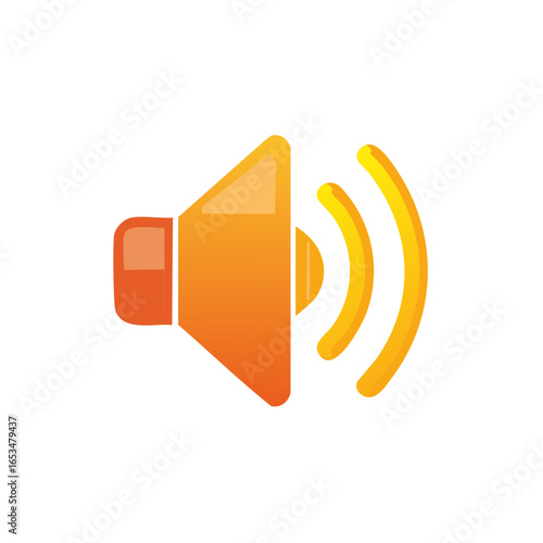 Orange speaker icon with radiating sound waves symbolizing audio output and volume