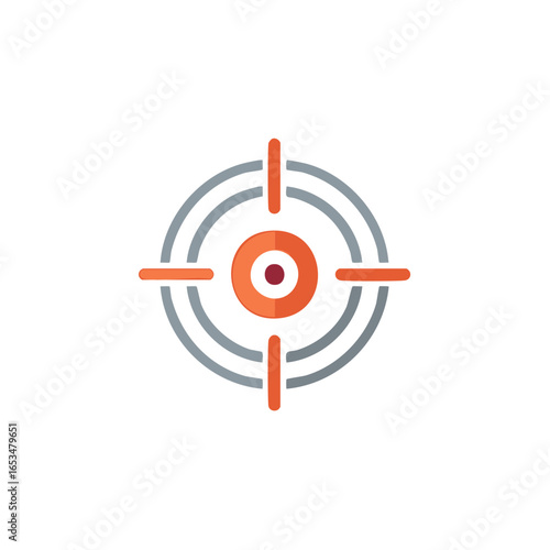 Circular target sight with orange crosshairs and bullseye design