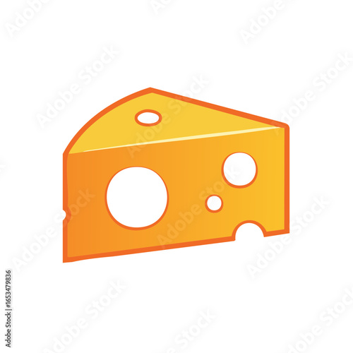 Vector illustration of a triangular cheese wedge with holes on white