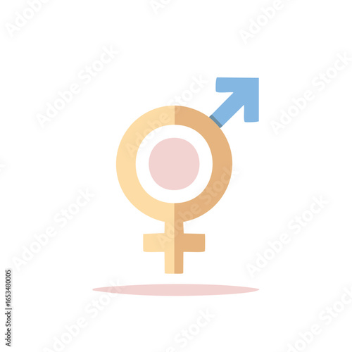 Simplified gender symbols icon illustration for gender identity and equality themes