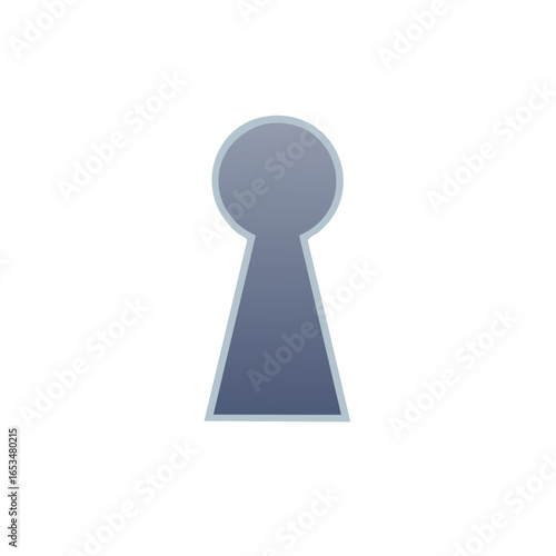 Modern keyhole icon with a steel blue gradient representing secrets, security, and solutions