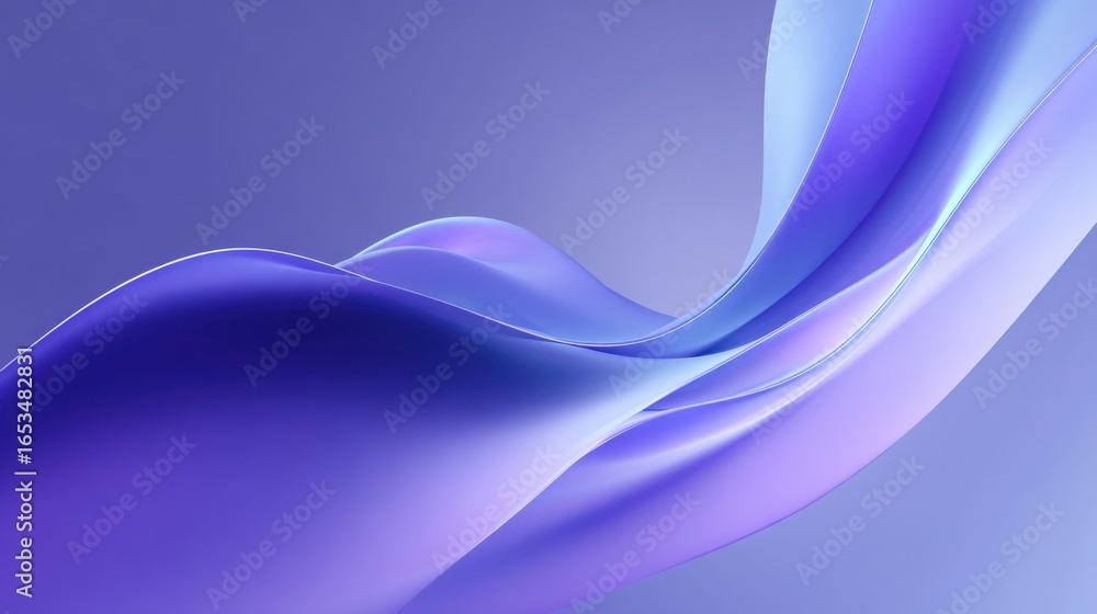 Naklejka premium Abstract flowing fabric waves in shades of purple and blue with soft lighting