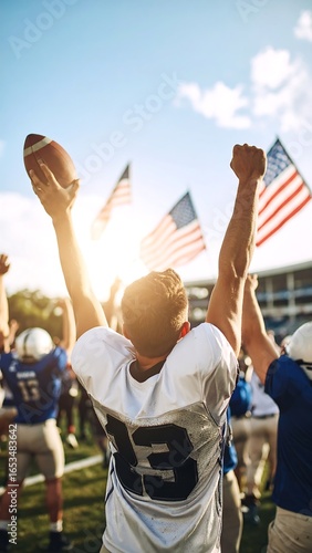 Celebrating American football victory