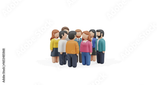 Group of Clay Figures Representing Diverse People in a Circle.