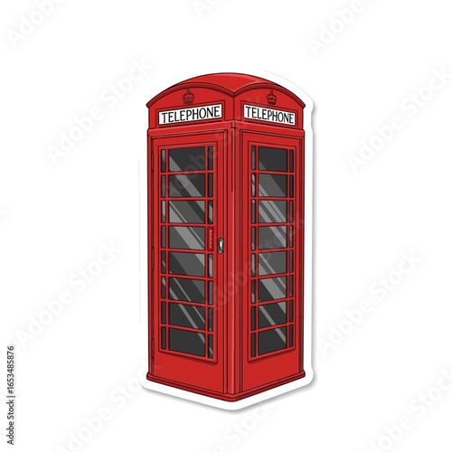 A classic red telephone box from london, isolated on white background, representing british culture, communication, and iconic landmarks in a vintage and stylish design