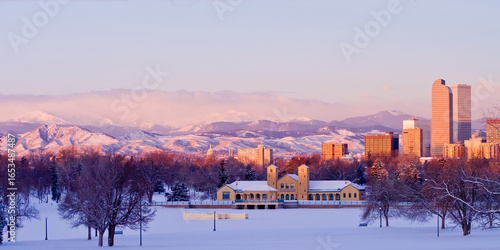 Denver Foothills Winter Sunrise Panorama from City Park