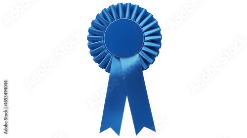 Elegant blue rosette ribbon signifies achievement and award winning excellence