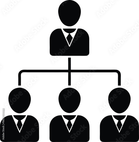 Hierarchical organizational structure vector illustration for business management and leadership team silhouette concept