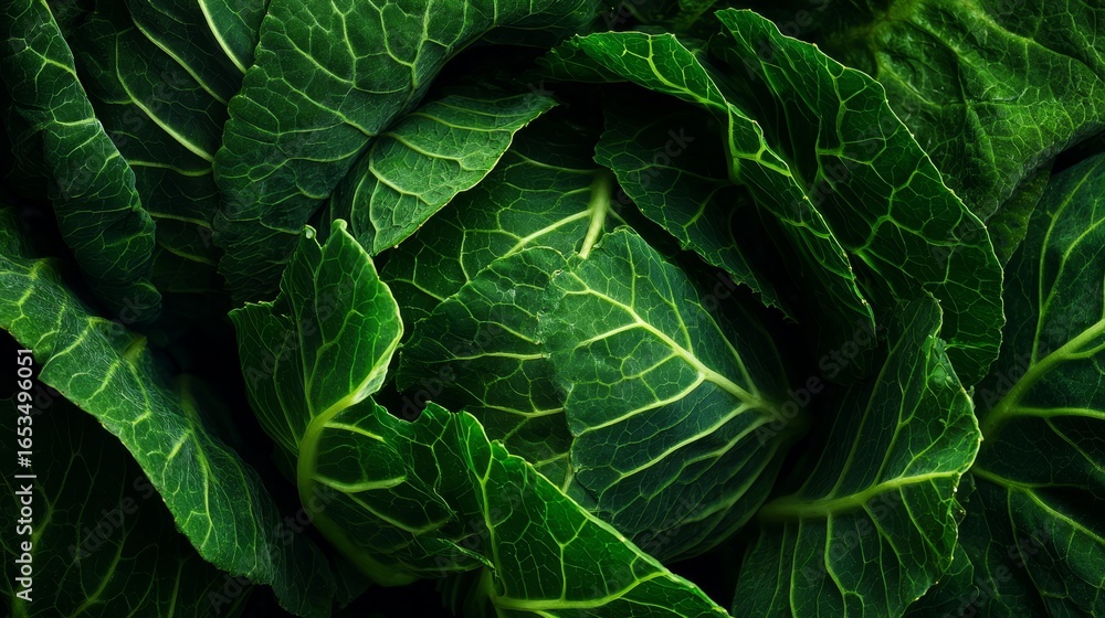 Fototapeta premium Collard greens with deep green texture