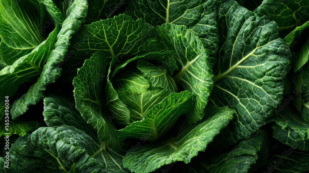 Fototapeta premium Collard greens with deep green texture
