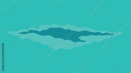 Abstract turquoise and teal water shape with dark blue center ocean pool