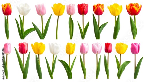 Wallpaper Mural Colorful tulips in various shades, isolated on white Torontodigital.ca