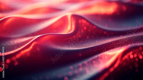 Abstract close-up of shimmering red and purple fabric waves creating a vibrant texture